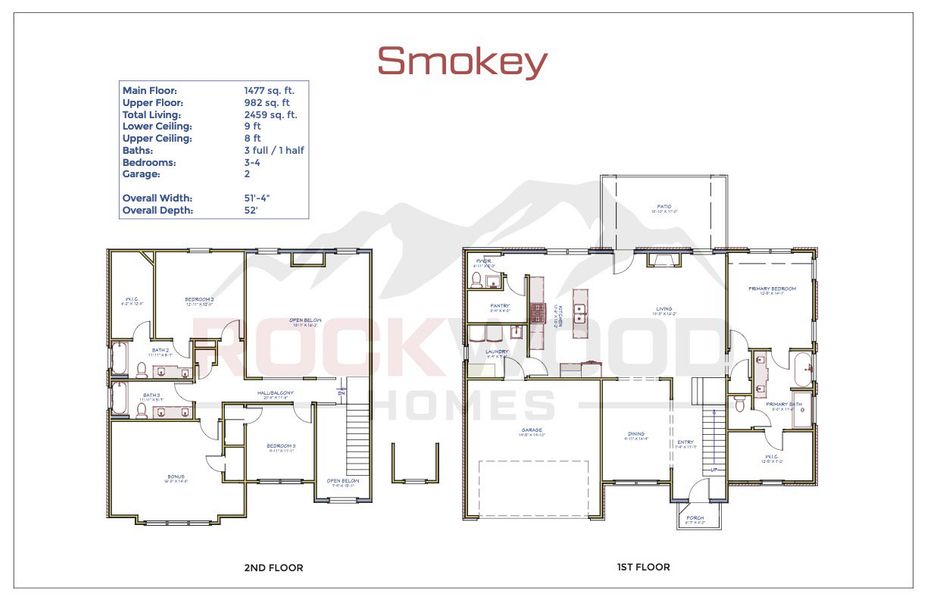 2D floor plan layout for the Smokey by Rockwood Homes in Wofford Estates, Clarksville, TN (Image 2). 2D floor plan layout for the Smokey by Rockwood Homes in Wofford Estates, Clarksville, TN (Image 2).