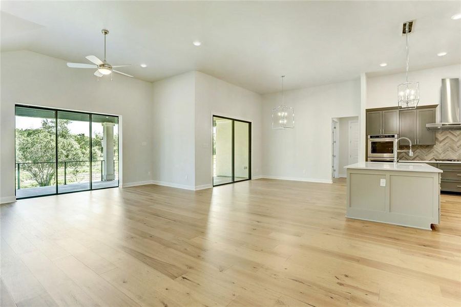 The dining area is open to the kitchen and has great natural light with views onto the covered patio.