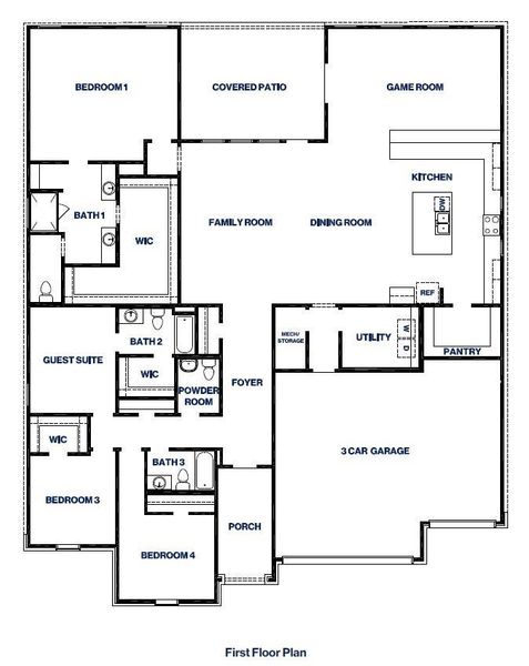 2D floor plan layout of this home in Riverside Estates, Mont Belvieu, TX (Image 2). 2D floor plan layout of this home in Riverside Estates, Mont Belvieu, TX (Image 2).