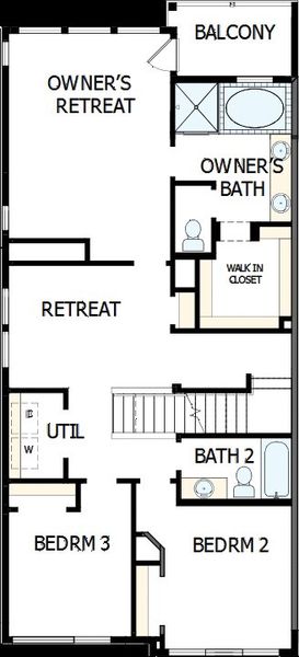 2D floor plan layout of this home in Trails at Waterside - Garden Series, Fort Worth, TX (Image 6).