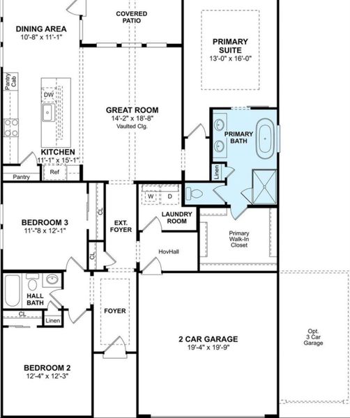 2D floor plan layout of this home in Centennial Oaks, Santa Fe, TX (Image 5).