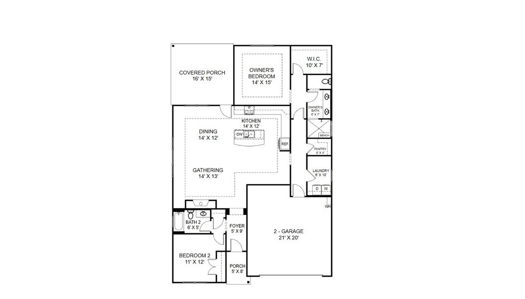 2D floor plan layout for the Capri by Cook Bros. Homes in The Grove At Haven Hill, Lenoir City, TN (Image 2).