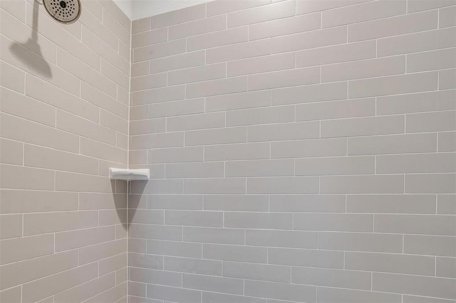 Room details with tiled shower