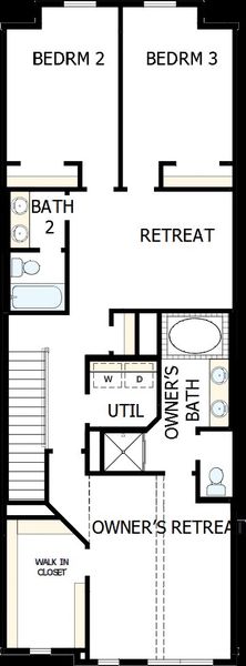 2D floor plan layout of this home in Hillside at Las Colinas, Irving, TX (Image 3).