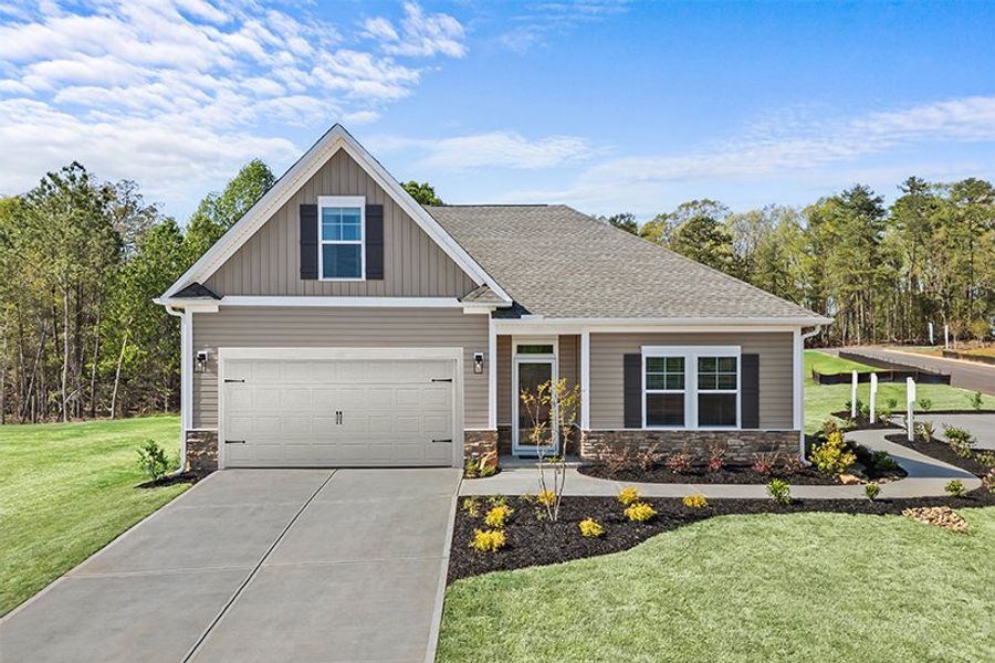 Representative exterior photo of a completed home built from the Julie II by Great Southern Homes in Peachtree Hills, Lexington, SC (Image 30).