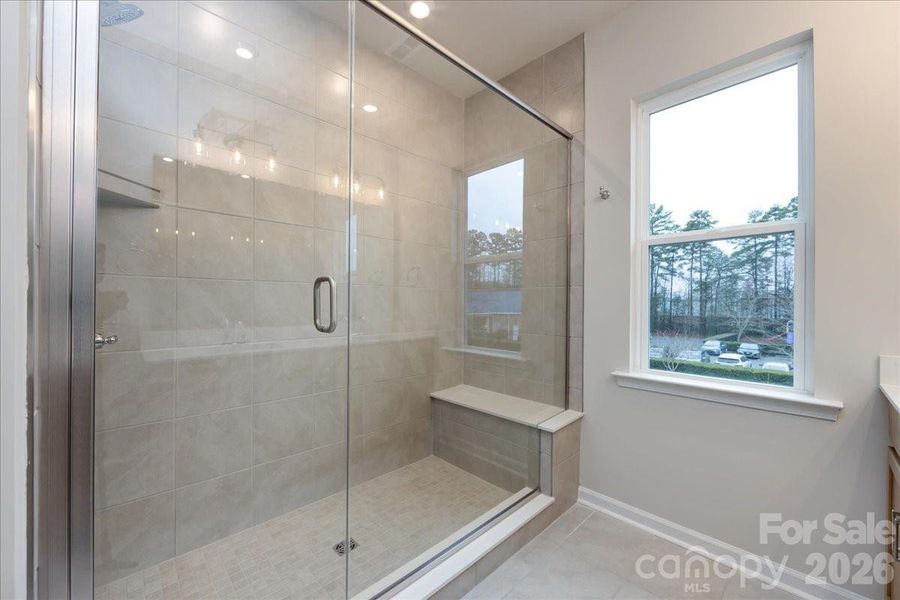 Primary Shower with Seat, Tile Walls and Tile Pan