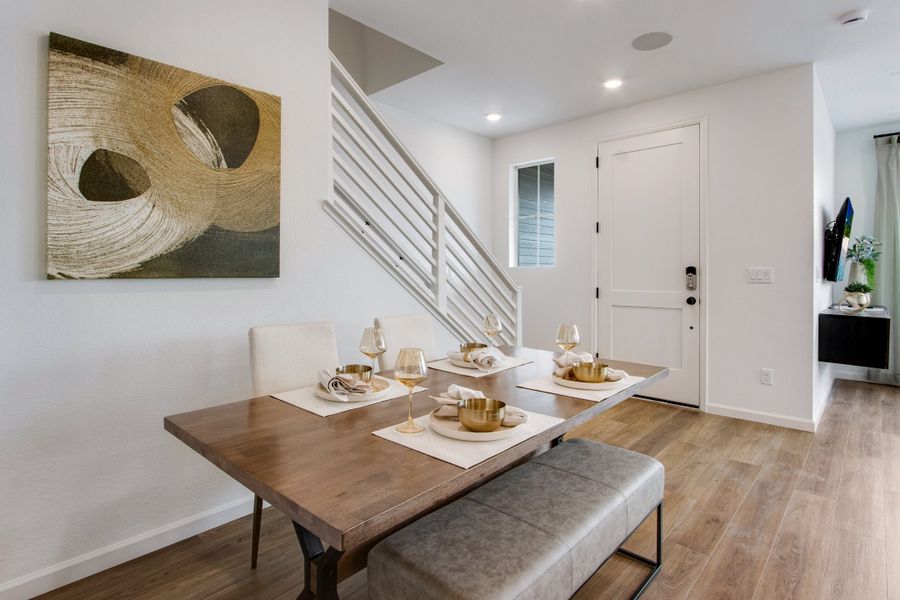Furnished interior view inside a new home in Candelas Townhomes, Arvada (Image 12). Furnished interior view inside a new home in Candelas Townhomes, Arvada (Image 12).