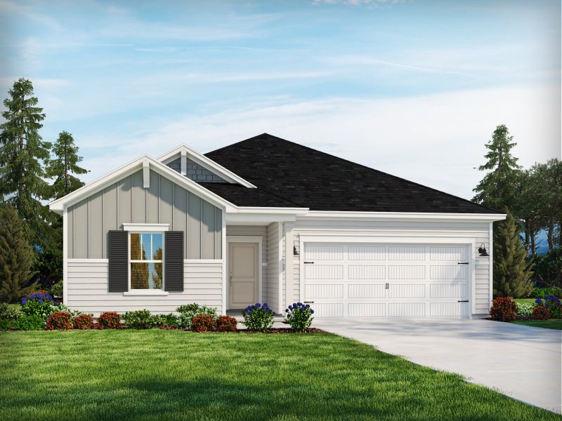 Representative exterior photo of a completed home built from the Buchanan by Meritage Homes in Creekside Point, Little River, SC (Image 6). Representative exterior photo of a completed home built from the Buchanan by Meritage Homes in Creekside Point, Little River, SC (Image 6).