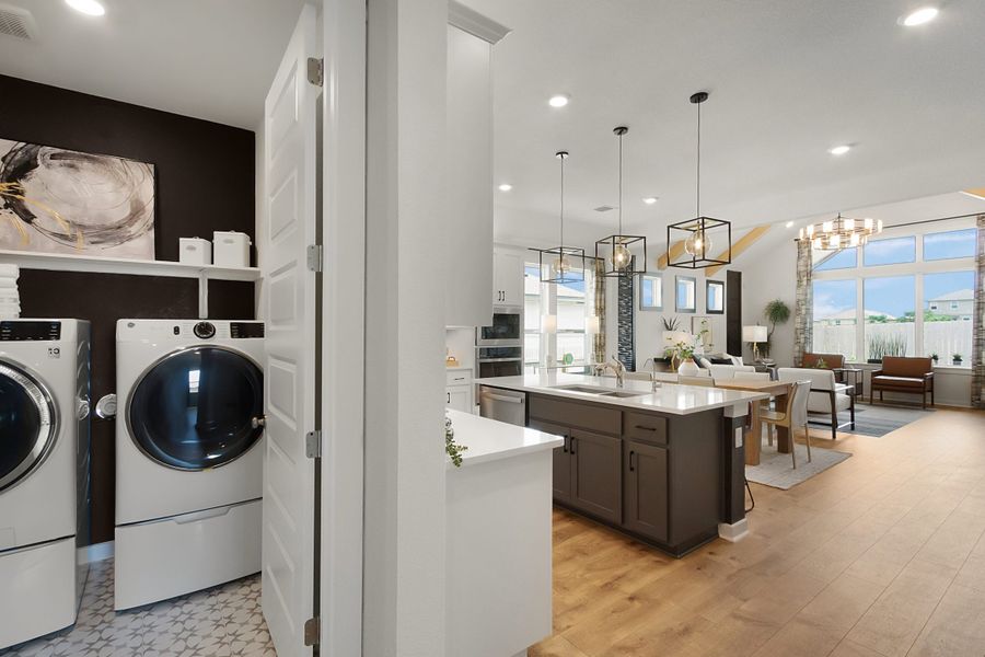 Representative furnished interior of a home built from the Austin – 45′ Lot by Chesmar Homes in Bridgeland, Cypress (Image 10).