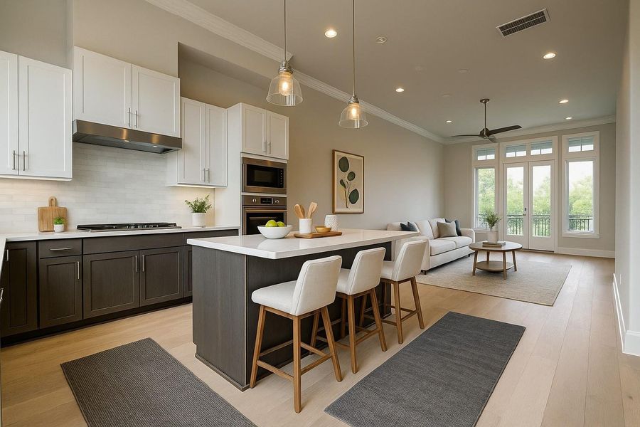 Virtual staging added to second floor living area.