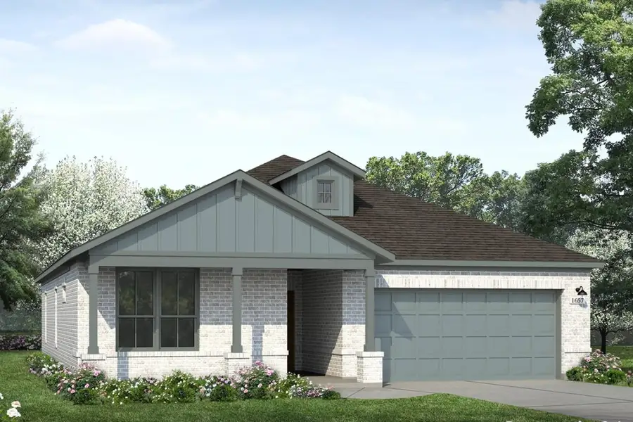 Front exterior of a new home in Legacy Hills, Mico, TX, highlighting curb appeal (Image 1). Front exterior of a new home in Legacy Hills, Mico, TX, highlighting curb appeal (Image 1).
