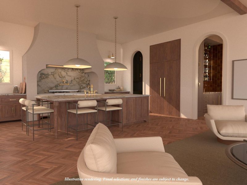 View of the kitchen from the family room.