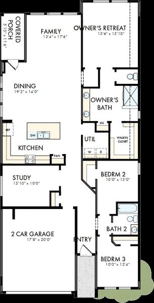 2D floor plan layout of this home in South Brook, Leander, TX (Image 2). 2D floor plan layout of this home in South Brook, Leander, TX (Image 2).