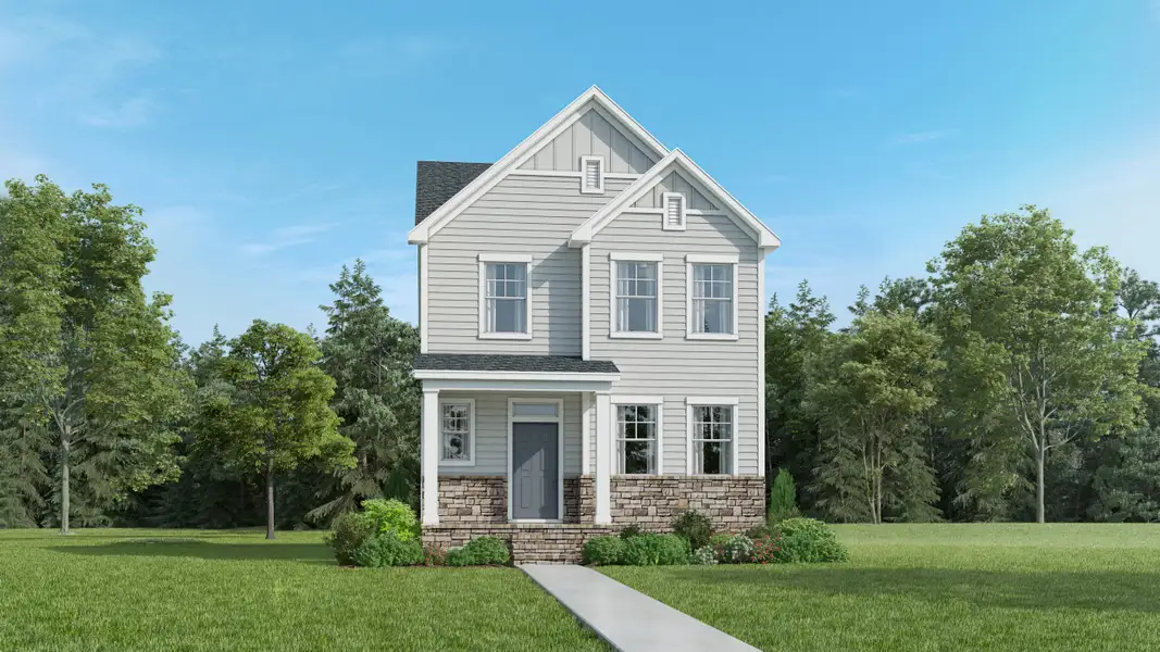 Front exterior of a new home in Golden Trace, Garner, NC, highlighting curb appeal (Image 1). Front exterior of a new home in Golden Trace, Garner, NC, highlighting curb appeal (Image 1).