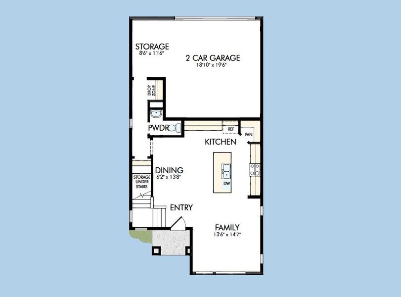 2D floor plan layout for the The Devin by David Weekley Homes in Baseline Peaks Collection, Westminster, CO (Image 3).