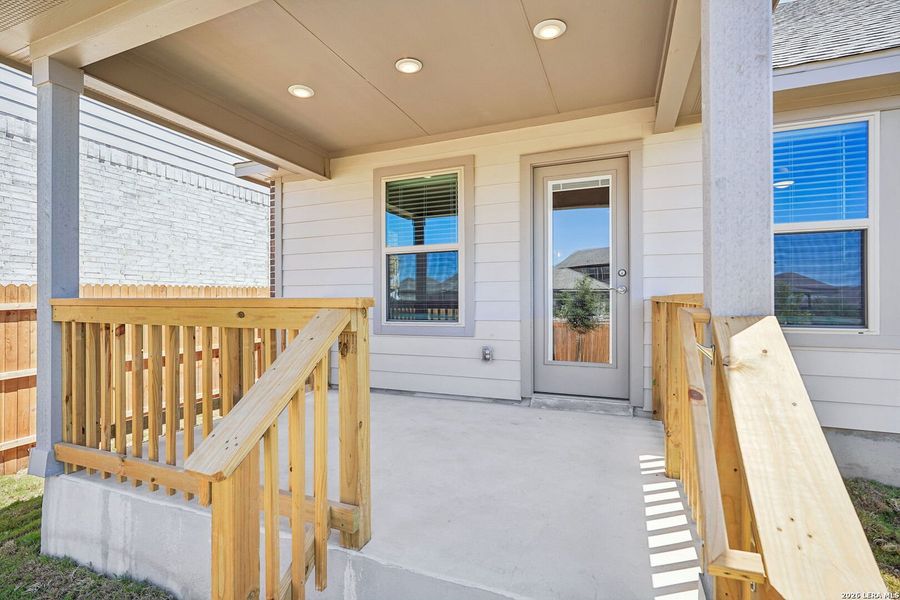 Exterior details and patio area of a home in Arcadia Ridge - Classic Series, San Antonio (Image 31).
