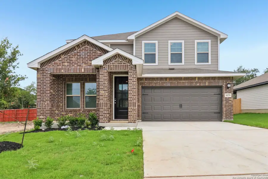 Front exterior of a new home in Royal Crest, San Antonio, TX, highlighting curb appeal (Image 2). Front exterior of a new home in Royal Crest, San Antonio, TX, highlighting curb appeal (Image 2).