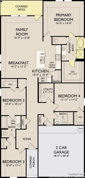 2D floor plan layout of this home in Arcadia Ridge, San Antonio, TX (Image 2).
