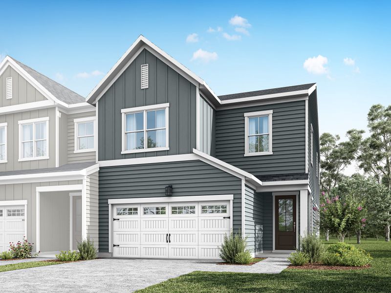 Representative exterior photo of a completed home built from the Ellis by Tri Pointe Homes in The Townes at Willow Park, Cary, NC (Image 18).