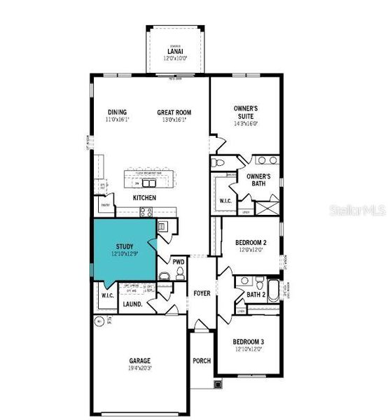 2D floor plan layout of this home in Windwater, Parrish, FL (Image 3).