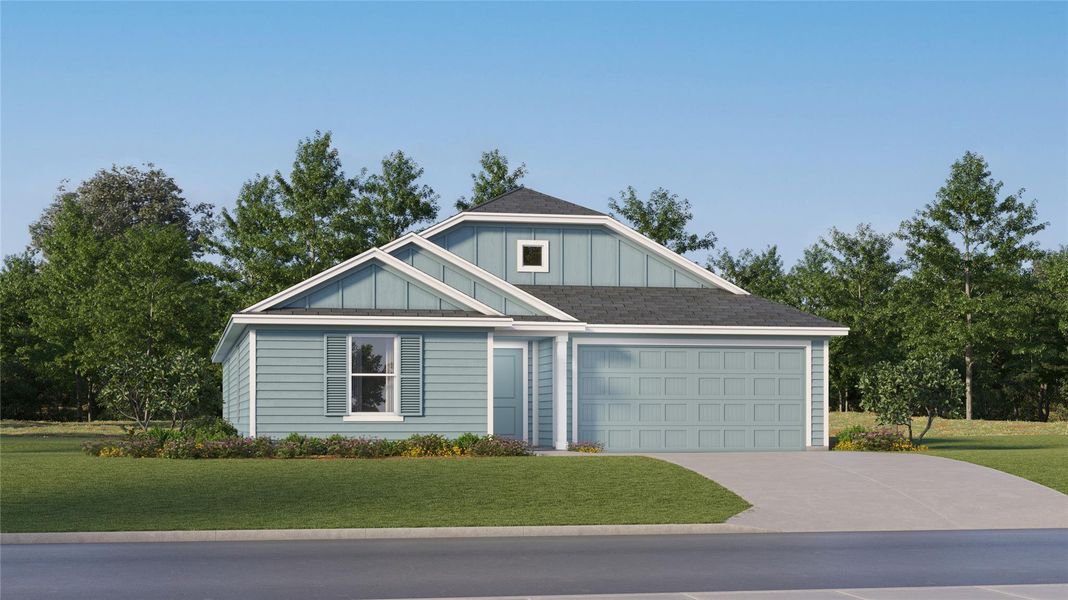 Front exterior of a new home in Firefly Pointe, Hutto, TX, highlighting curb appeal (Image 21).