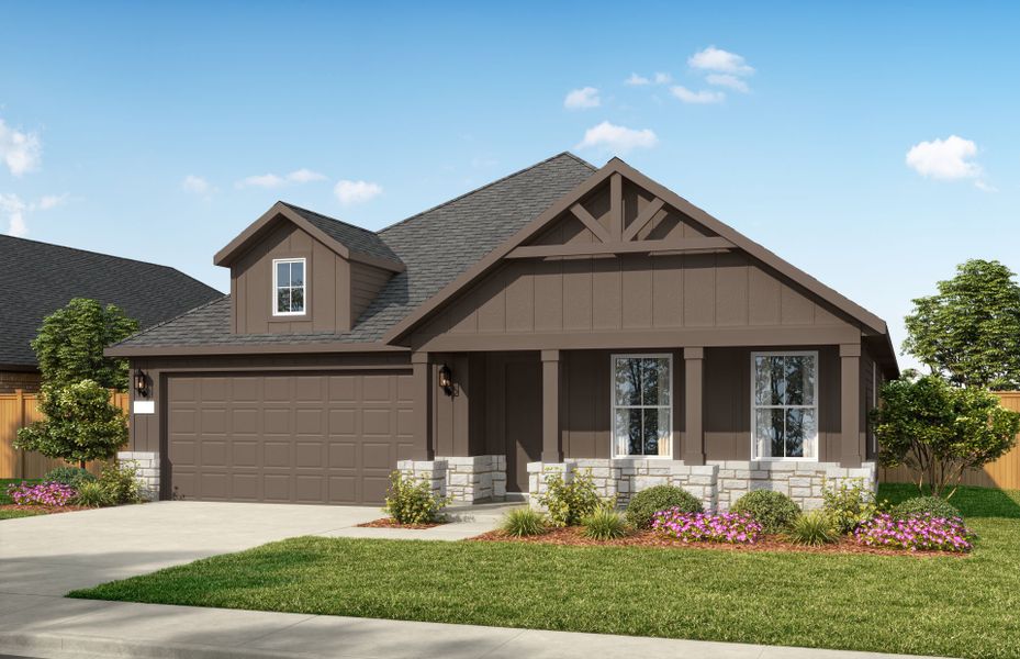 Representative exterior photo of a completed home built from the Channing by Pulte Homes in Rosemary Fields, Godley, TX (Image 8).