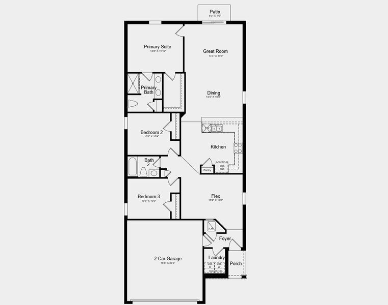 2D floor plan layout for the Canary by Taylor Morrison in Westview, Poinciana, FL (Image 3).