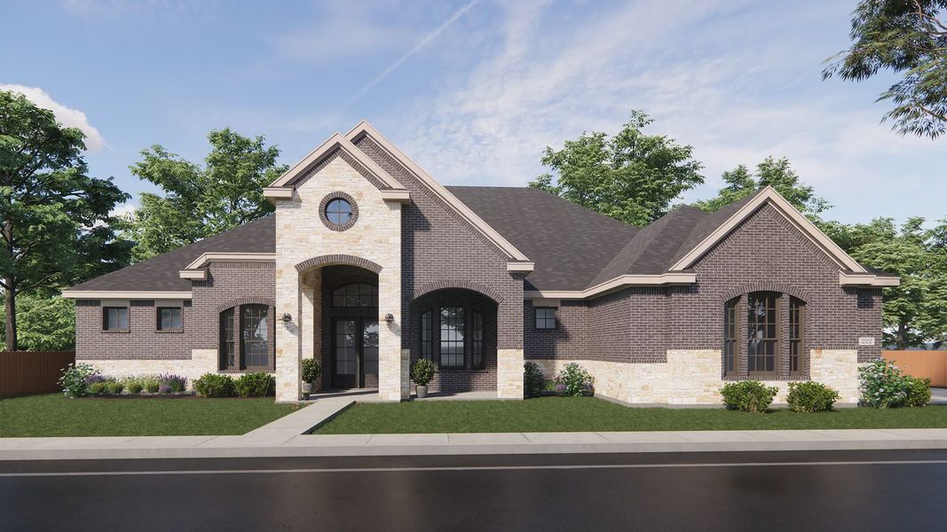 Representative exterior photo of a completed home built from the Catania by Chesmar Homes in Homestead Estates, Sunnyvale, TX (Image 22).