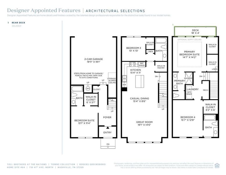 2D floor plan layout of this home in The Nations - Towns, Nashville, TN (Image 5).