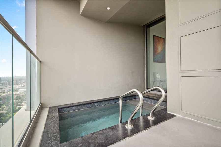 Private heated dipping pool.