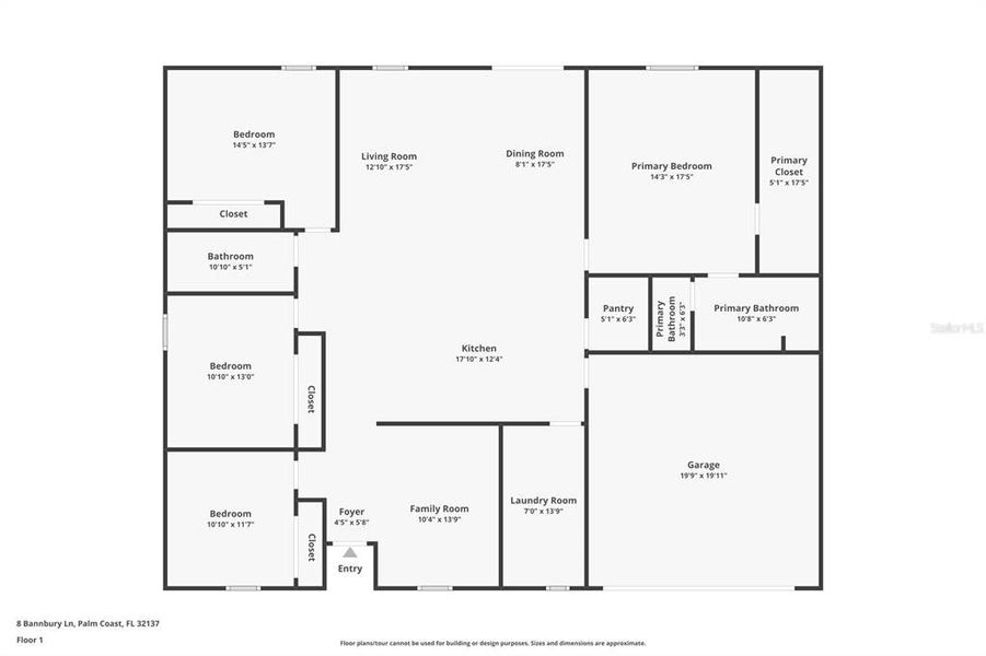 2D floor plan layout of this home in Palm Coast, Palm Coast, FL (Image 5). 2D floor plan layout of this home in Palm Coast, Palm Coast, FL (Image 5).