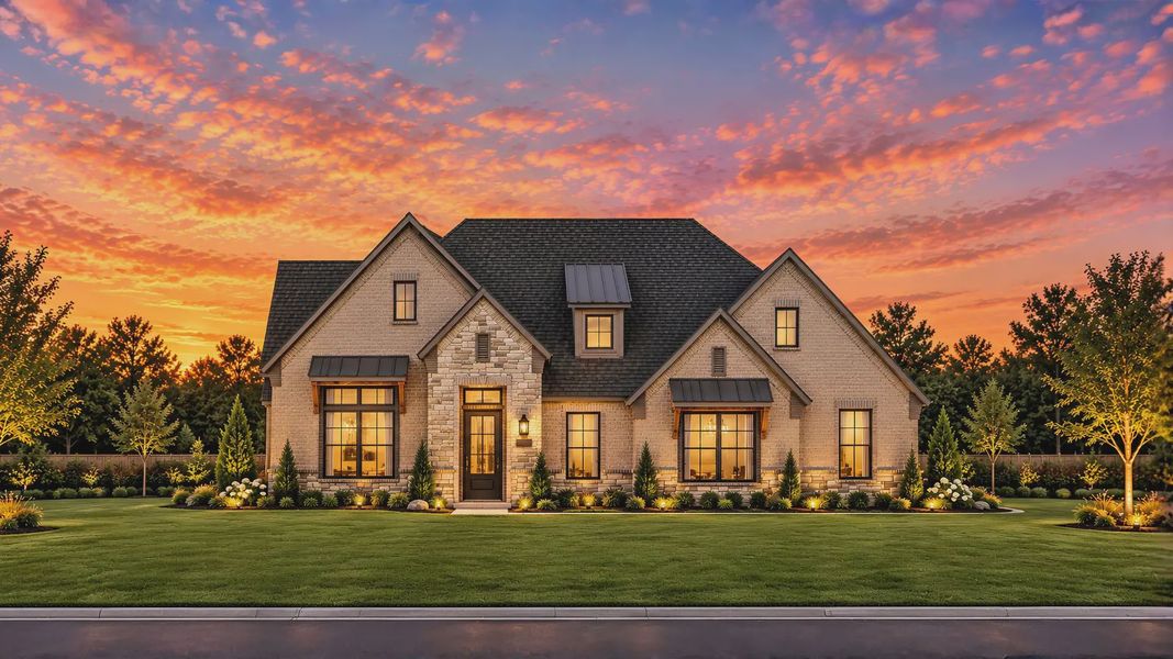 Representative exterior photo of a completed home built from the Sicilly by Chesmar Homes in Crescent Bluff, Georgetown, TX (Image 19).
