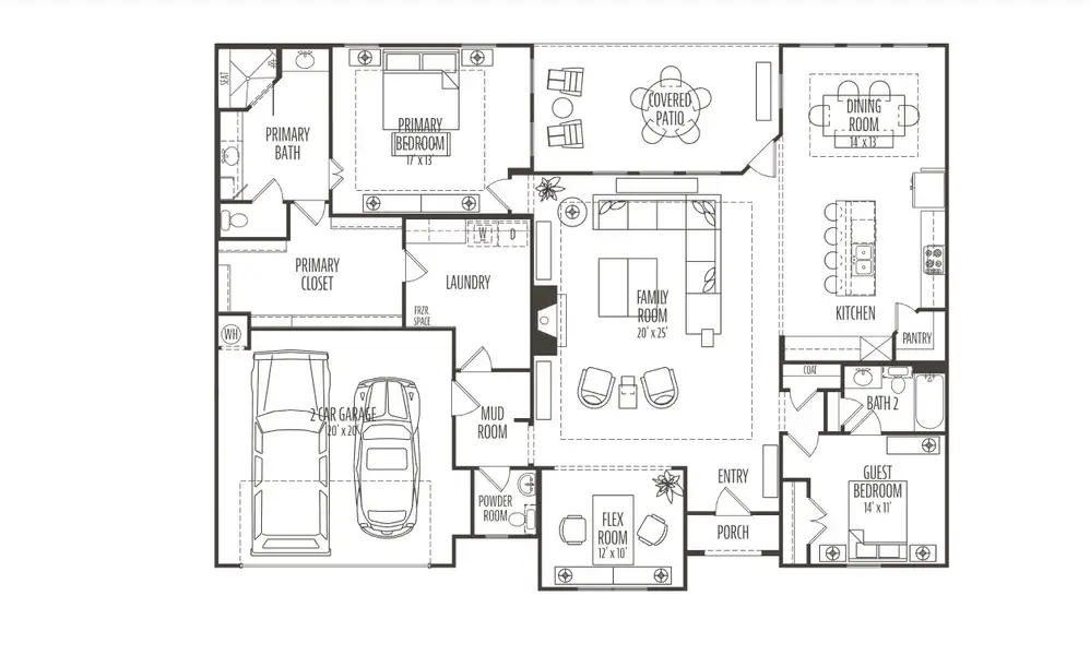 2D floor plan layout for the Toscana by Ladera Texas in Ladera Wylie, Wylie, TX (Image 3).