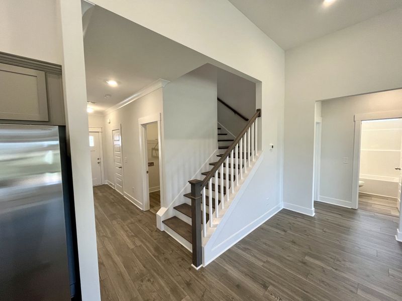 Stock photo showing hardwood stairs