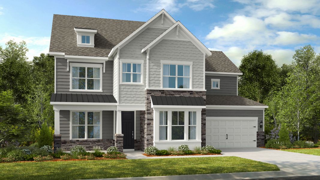 Representative exterior photo of a completed home built from the London by Taylor Morrison in Walden Woodlands, Huntersville, NC (Image 2). Representative exterior photo of a completed home built from the London by Taylor Morrison in Walden Woodlands, Huntersville, NC (Image 2).