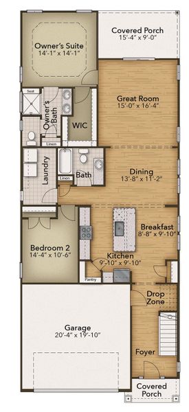 2D floor plan layout of this home in Terrapin, Leland, NC (Image 5). 2D floor plan layout of this home in Terrapin, Leland, NC (Image 5).