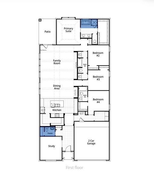 2D floor plan layout for the Weston Plan by Highland Homes in Easton Park, Austin, TX (Image 6). 2D floor plan layout for the Weston Plan by Highland Homes in Easton Park, Austin, TX (Image 6).