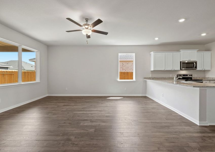 Family room and adjoining kitchen Family room and adjoining kitchen
