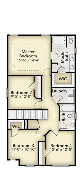 2D floor plan layout for the Plan 1817 by Adams Homes in Pine Top, Cantonment, FL (Image 4).