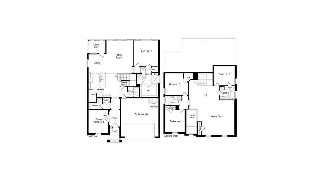 2D floor plan layout for the Redrock by D.R. Horton in Trails of Elizabeth Creek, Fort Worth, TX (Image 3).