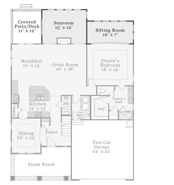 Optional - Sunroom w/ Sitting Room and Covered Patio / Deck