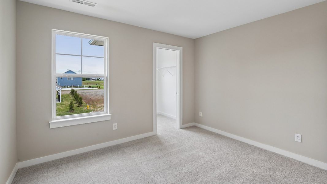 Bedroom with walk-in closet and window