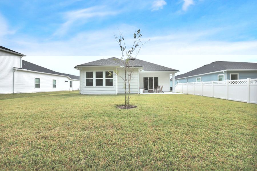Representative exterior photo of a completed home built from the Eliza by Riverside Homes in Silver Landing at SilverLeaf, St. Augustine, FL (Image 61). Representative exterior photo of a completed home built from the Eliza by Riverside Homes in Silver Landing at SilverLeaf, St. Augustine, FL (Image 61).