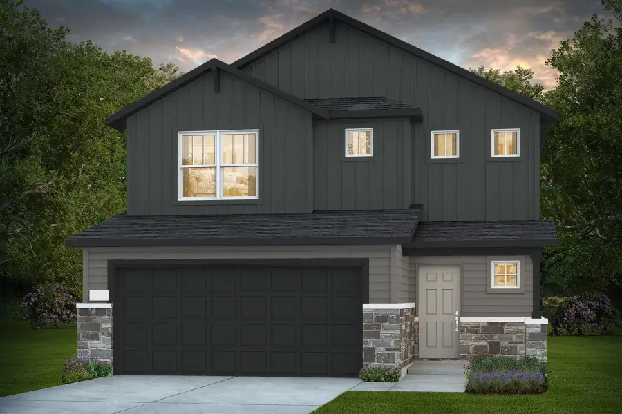 Front exterior of a new home in Montgomery Bend, Montgomery, TX, highlighting curb appeal (Image 2). Front exterior of a new home in Montgomery Bend, Montgomery, TX, highlighting curb appeal (Image 2).