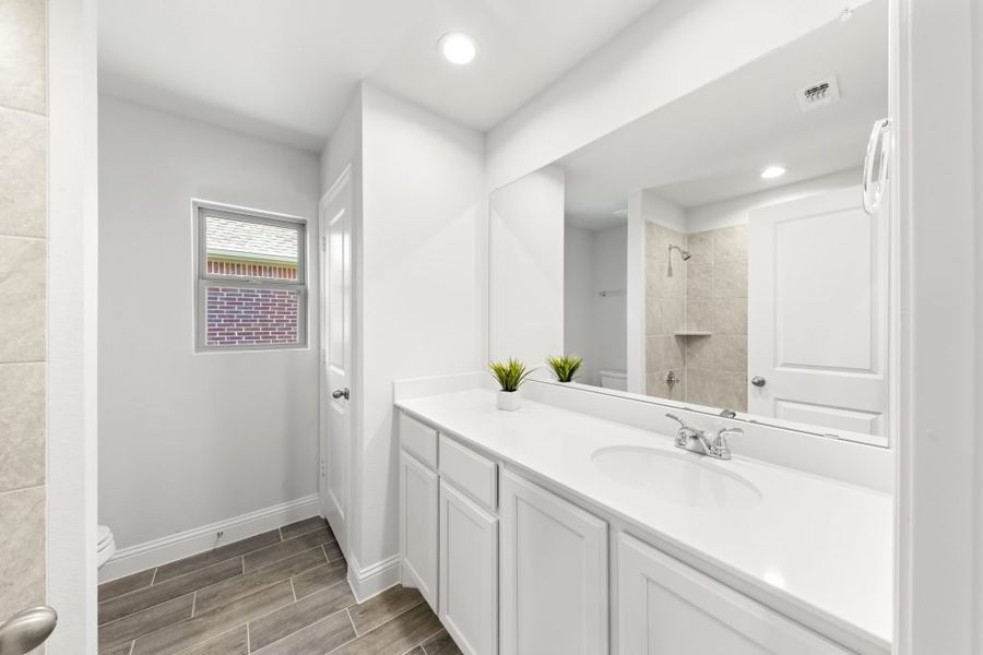 Representative exterior photo of a completed home built from the Hampton by Impression Homes in Timberbrook, Justin, TX (Image 21). Representative exterior photo of a completed home built from the Hampton by Impression Homes in Timberbrook, Justin, TX (Image 21).