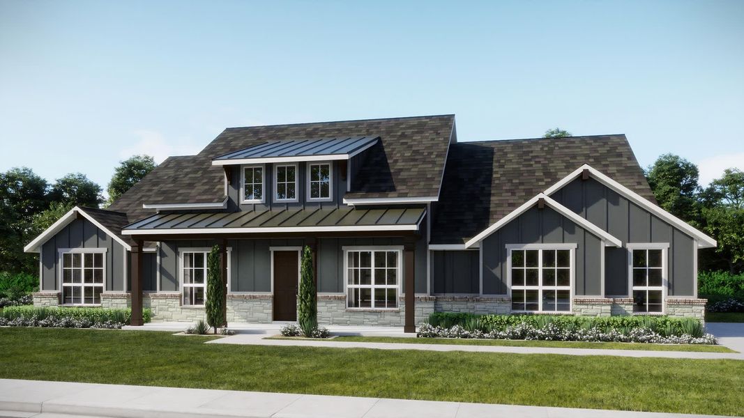 Elevation D with Stone | Concept 2978 at The Meadows in Gunter, TX by Landsea Homes Elevation D with Stone | Concept 2978 at The Meadows in Gunter, TX by Landsea Homes