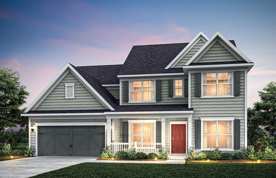 Front exterior of a new home in Creekside at Skelton, Hoschton, GA, highlighting curb appeal (Image 19). Front exterior of a new home in Creekside at Skelton, Hoschton, GA, highlighting curb appeal (Image 19).
