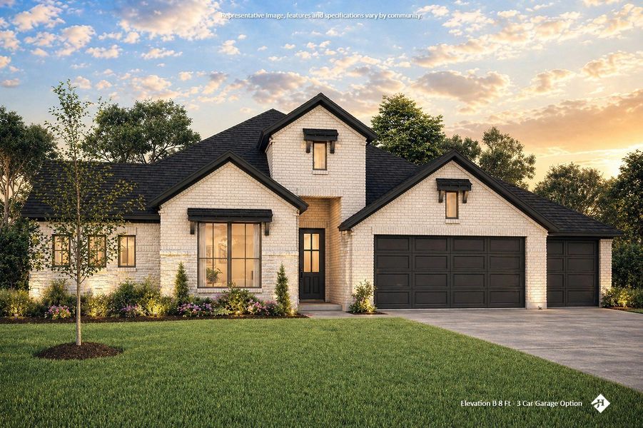 Front exterior of a new home in Hayes Crossing, Midlothian, TX, highlighting curb appeal (Image 22).