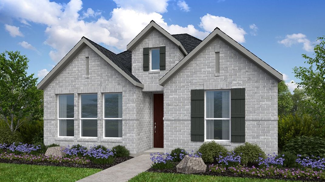 Front exterior of a new home in The Ranch at Uptown Celina 40s, Celina, TX, highlighting curb appeal (Image 1). Front exterior of a new home in The Ranch at Uptown Celina 40s, Celina, TX, highlighting curb appeal (Image 1).