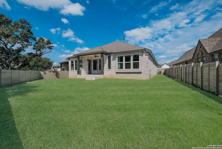 Exterior details and patio area of a home in The Grove at Vintage Oaks, New Braunfels (Image 3). Exterior details and patio area of a home in The Grove at Vintage Oaks, New Braunfels (Image 3).